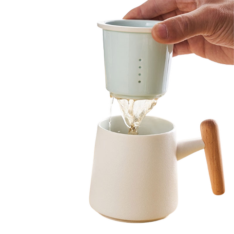 KSCD Tasses à thé avec infuseur et couvercle, infuseur à thé, filtres à thé  Grande tasse à thé en céramique de 19 oz, tasse à thé avec porte-sachet de thé  pour thé